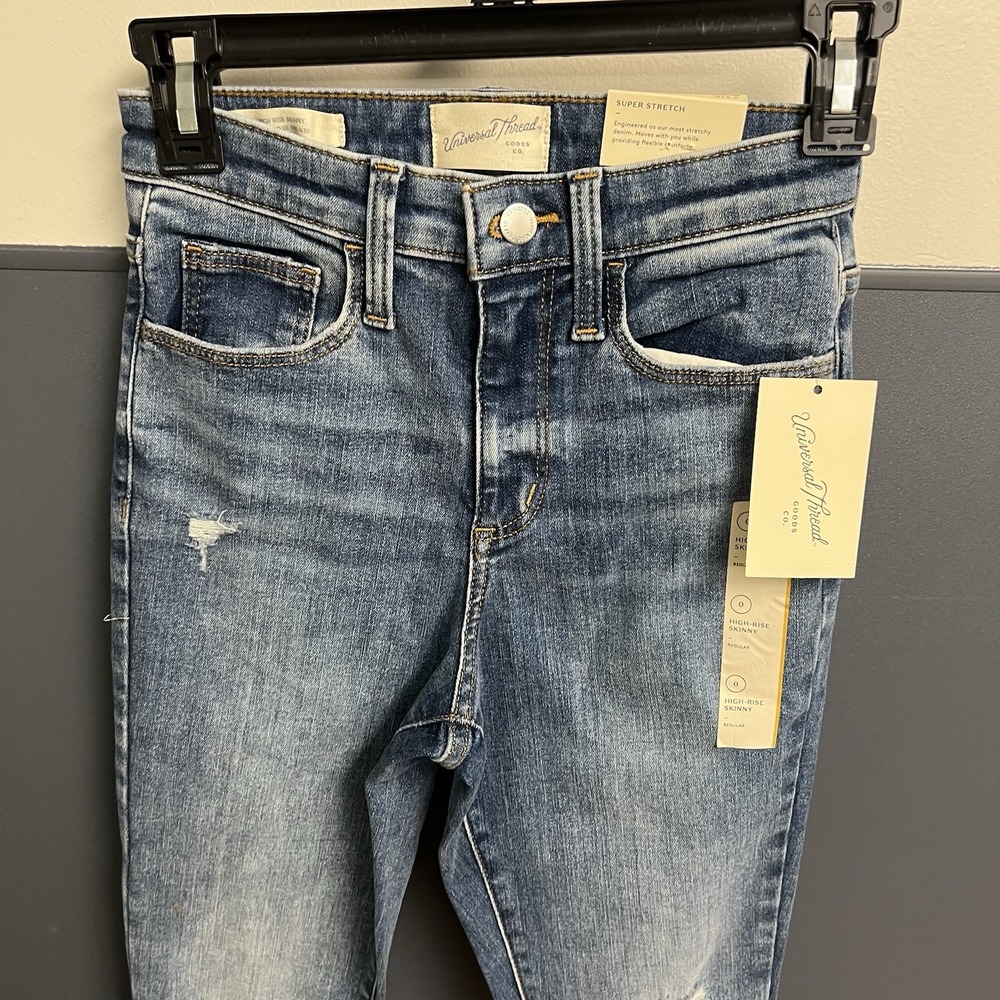 Universal Thread Women's Size 0 R High Rise Skinny Supper Stretch Pant Jeans NWT - Picture 3 of 8